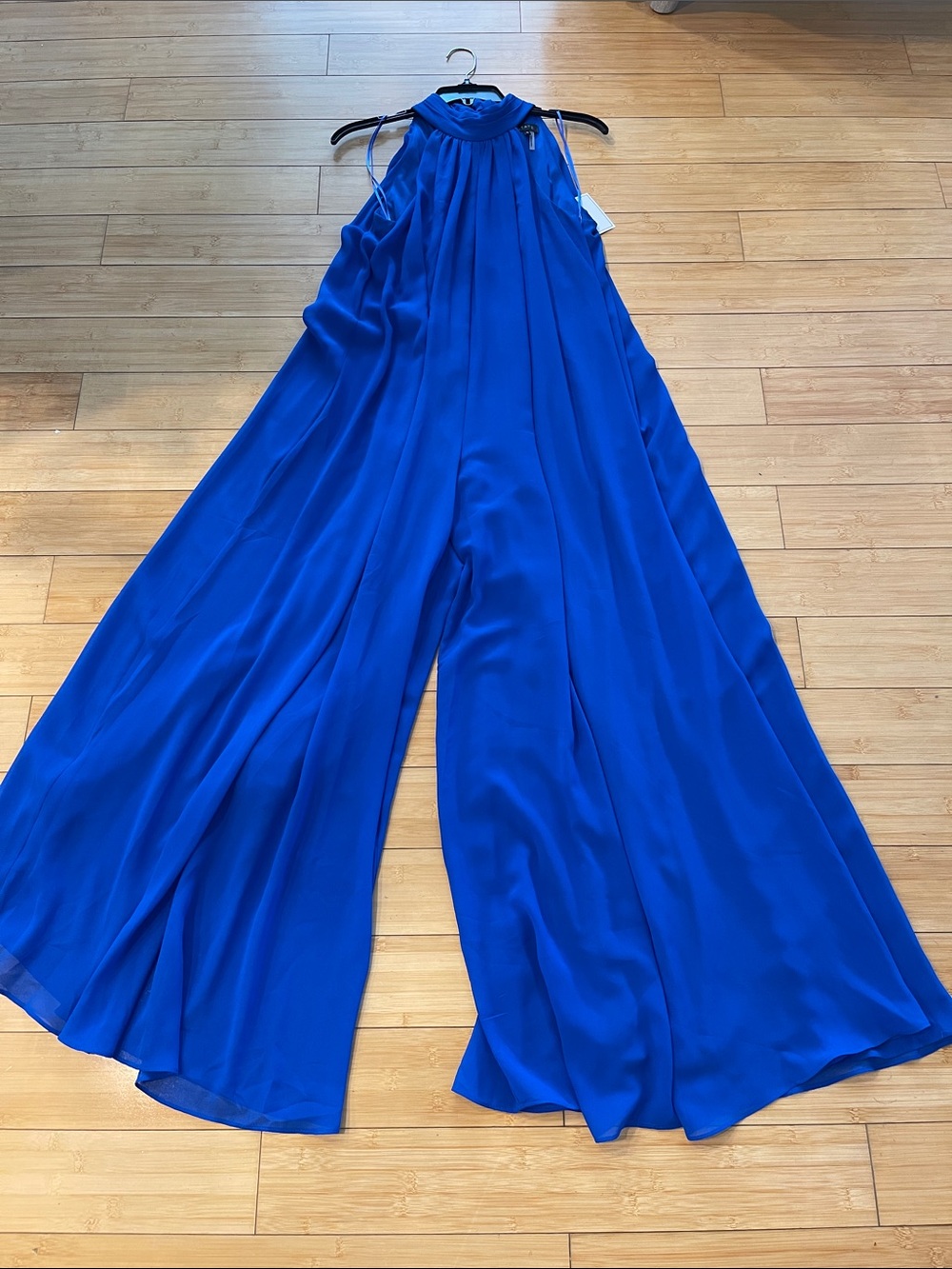NWT Women 1. State Wide-Leg Halter Jumpsuit Dressy Party XS in Cobalt Blue